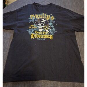 Carnival Skully Beach Bar Hideaway T-Shirt Mens XL Black Excellent